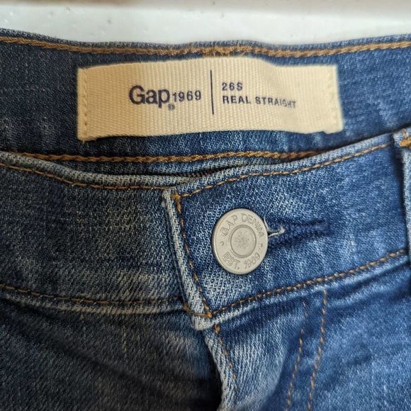 Gap + Pendleton Real Straight Distressed Patched Jeans 26A - Picture 11 of 12